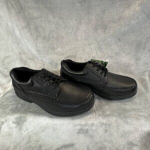 Earth Shoe Men 9.5W Kirk Black Leather Comfort wide lightweight traction outsole